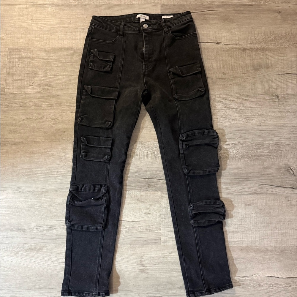 Forever 21 Black Skinny Cargo Jeans